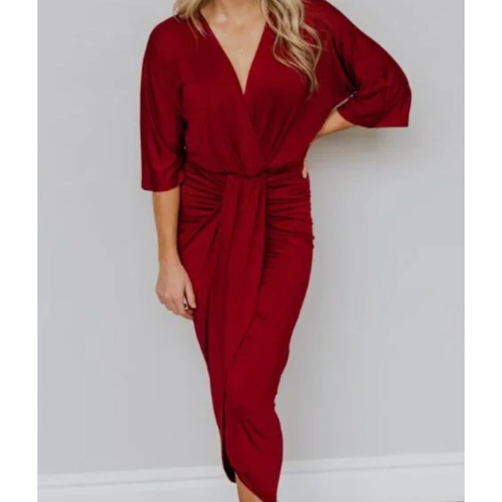 Baltic Born Deep Red Midi Dress